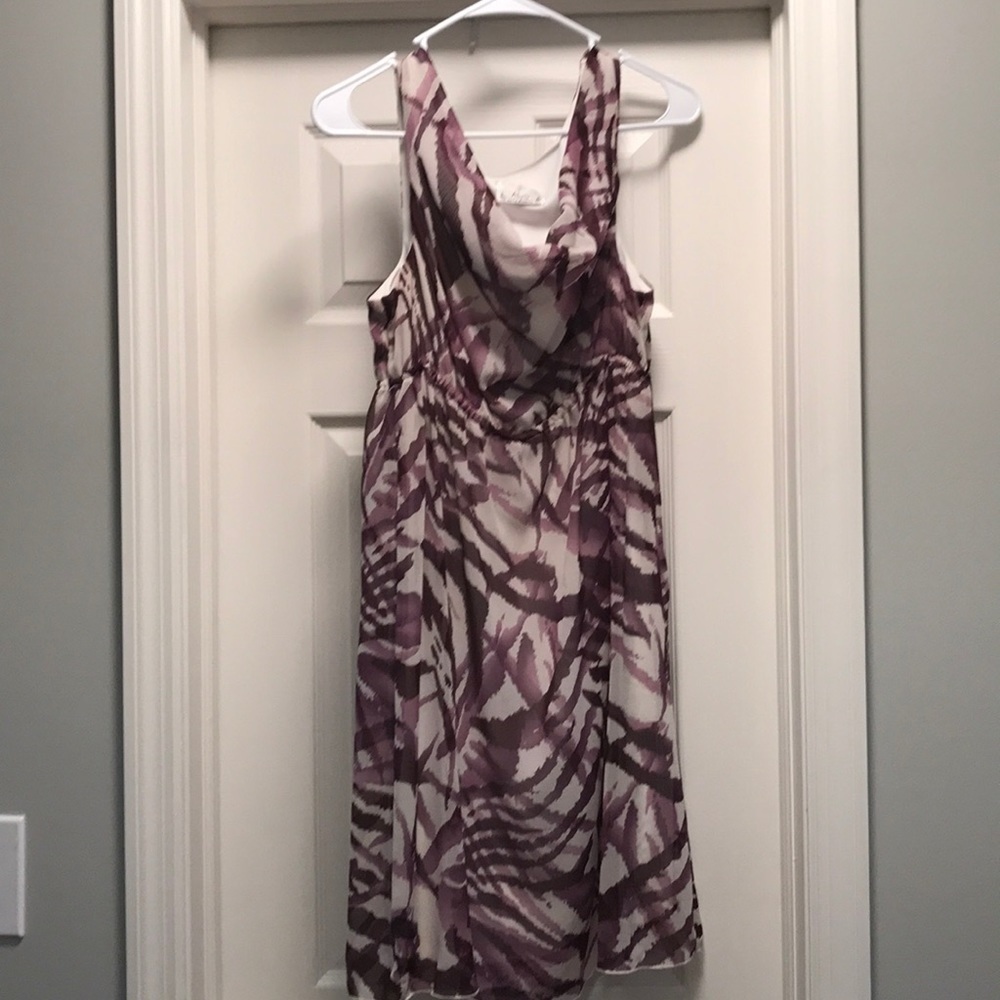 Abria Purple and White Drop Neck Cocktail Dress